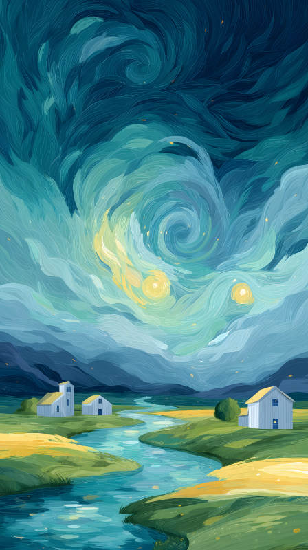 星空下的鄉(xiāng)村美景-圖片