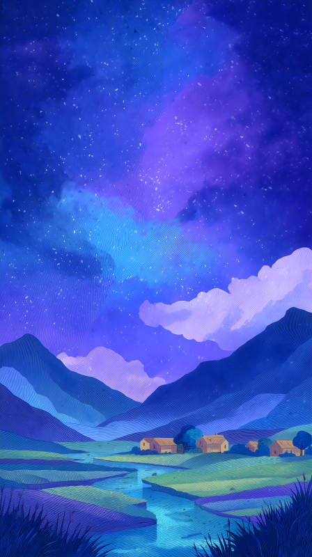 星空下的田園風(fēng)光-圖片