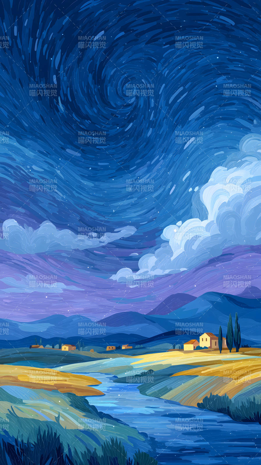星空下的風景畫-圖片