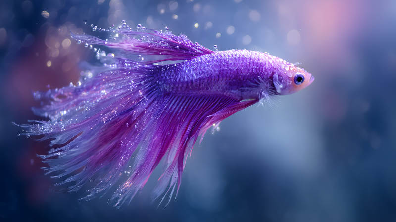 夢幻紫魚水中暢游-圖片