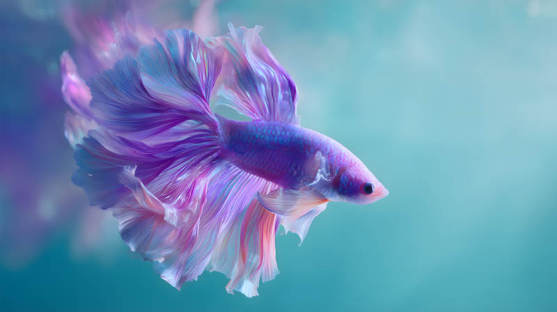 美麗斗魚水中游動-圖片