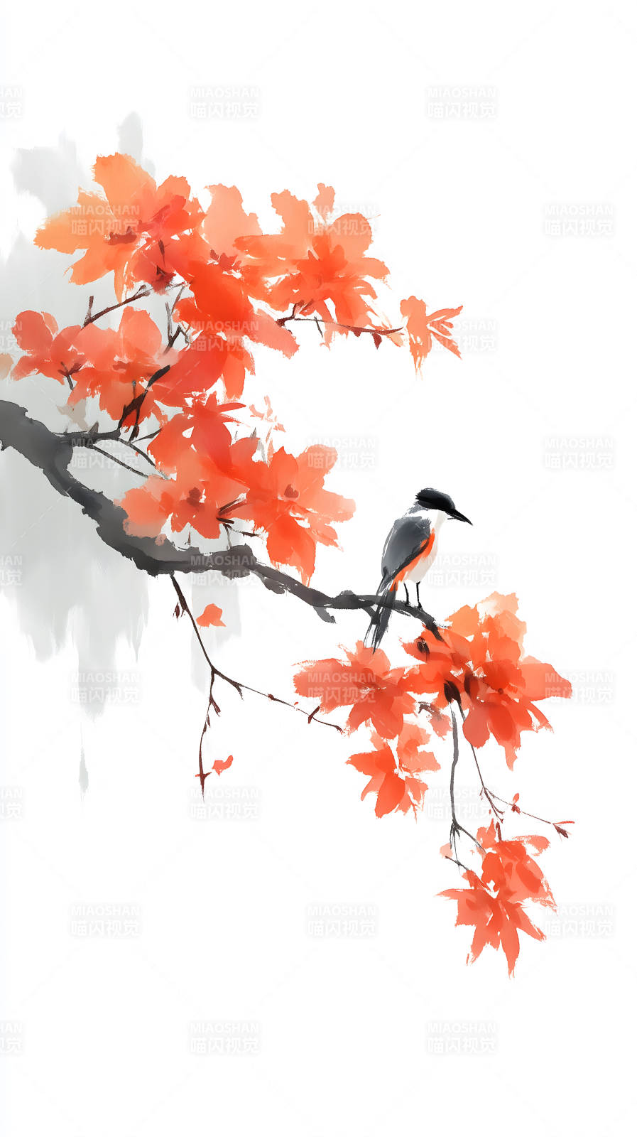 鳥兒枝頭賞秋色-圖片