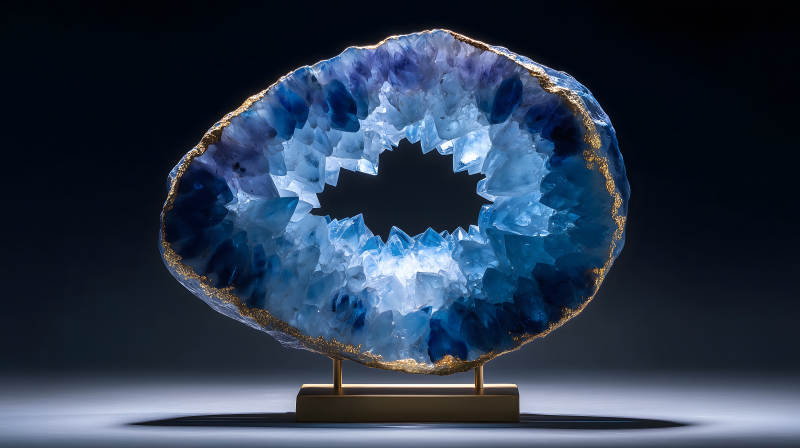 藍寶石水晶擺件特寫-圖片