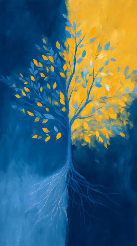 藍黃樹生命之樹-圖片