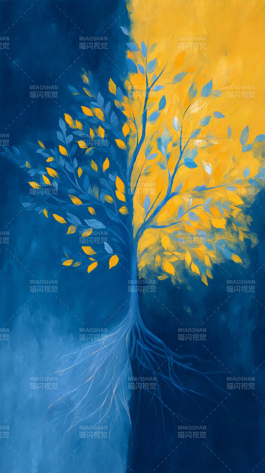 蓝黄树生命之树-图片