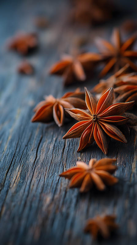 八角茴香特寫(xiě)木紋-圖片