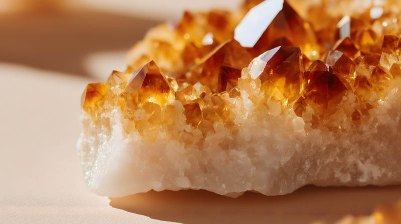 金黃色水晶礦石特寫-圖片