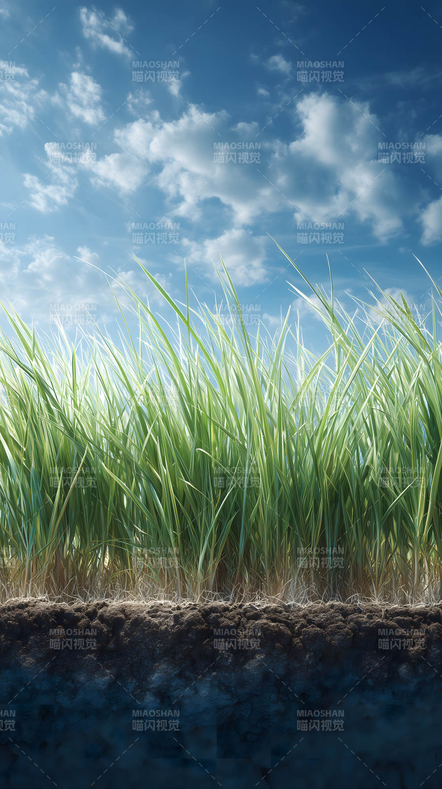 青草藍天下的景象-圖片