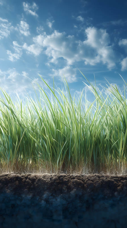 青草藍天下的景象-圖片