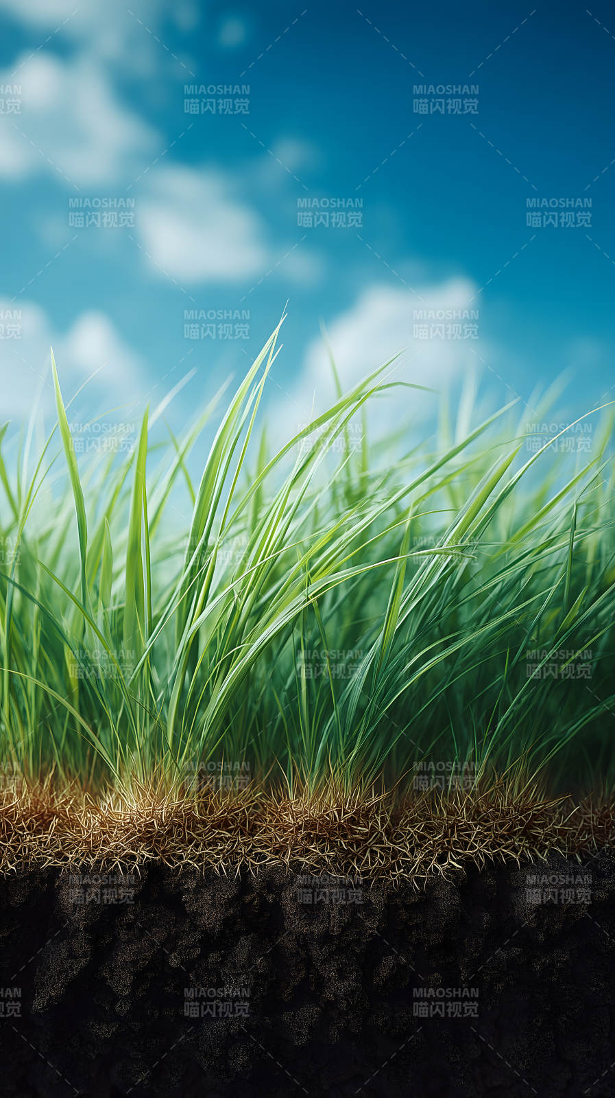 綠草藍天下的景象-圖片