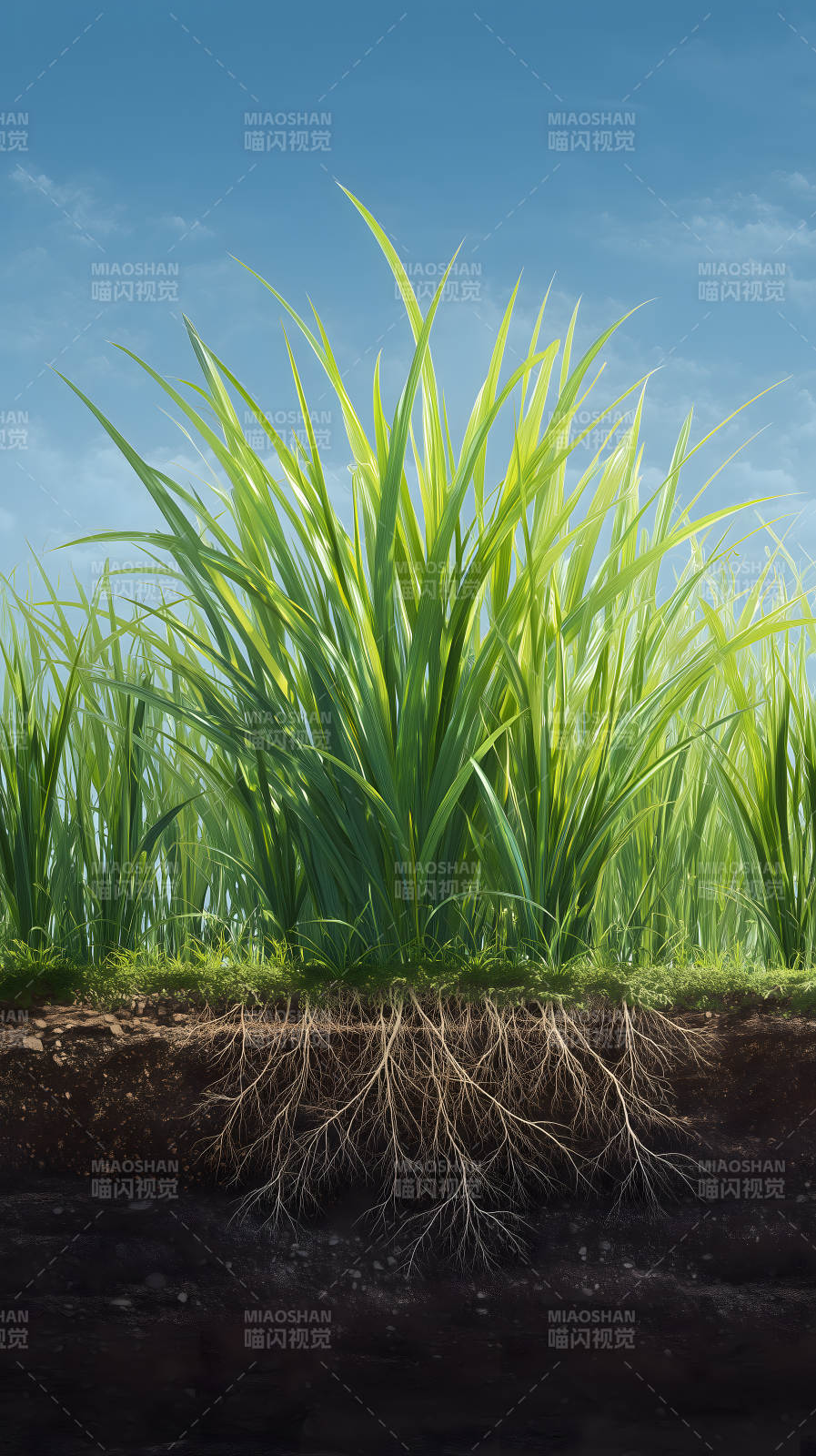 草地根系藍天-圖片