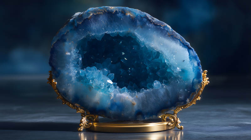 藍色水晶裝飾寶石藝術品-圖片