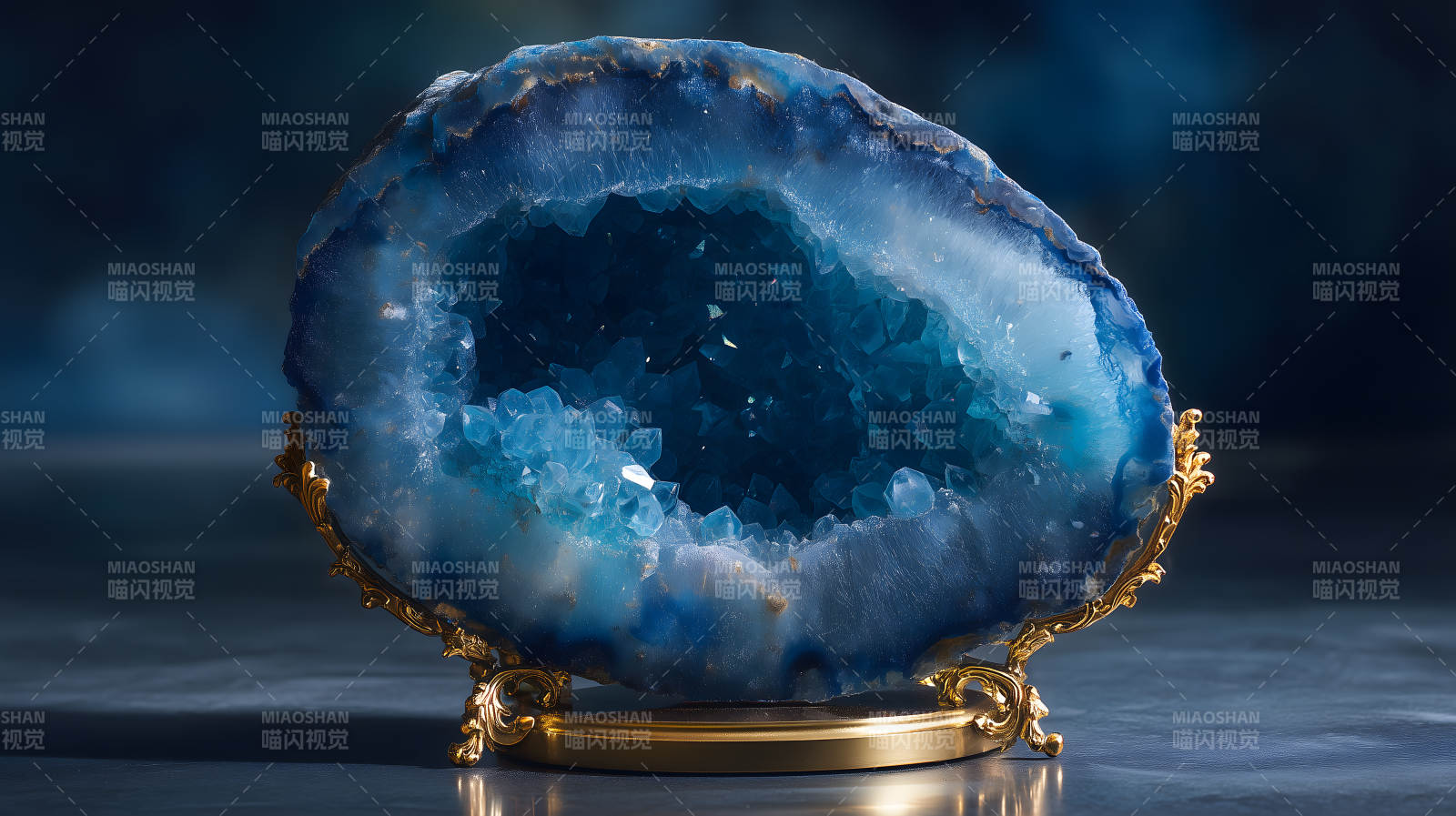 藍色水晶裝飾寶石藝術品-圖片