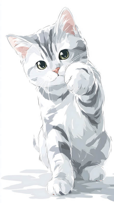 可愛貓咪伸爪打招呼-圖片