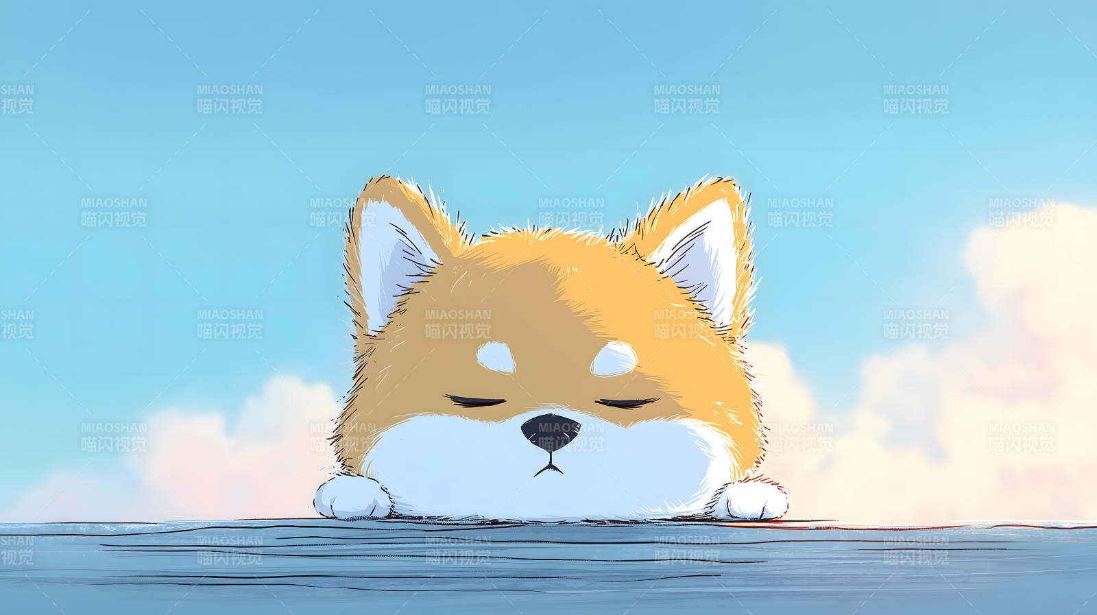 可愛狗狗探頭窺視-圖片