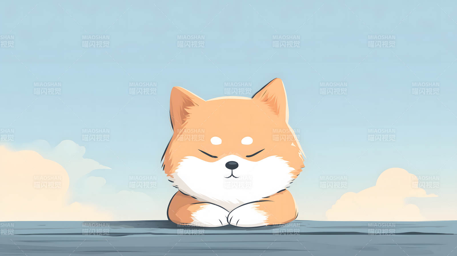 可愛(ài)柴犬閉目養(yǎng)神-圖片