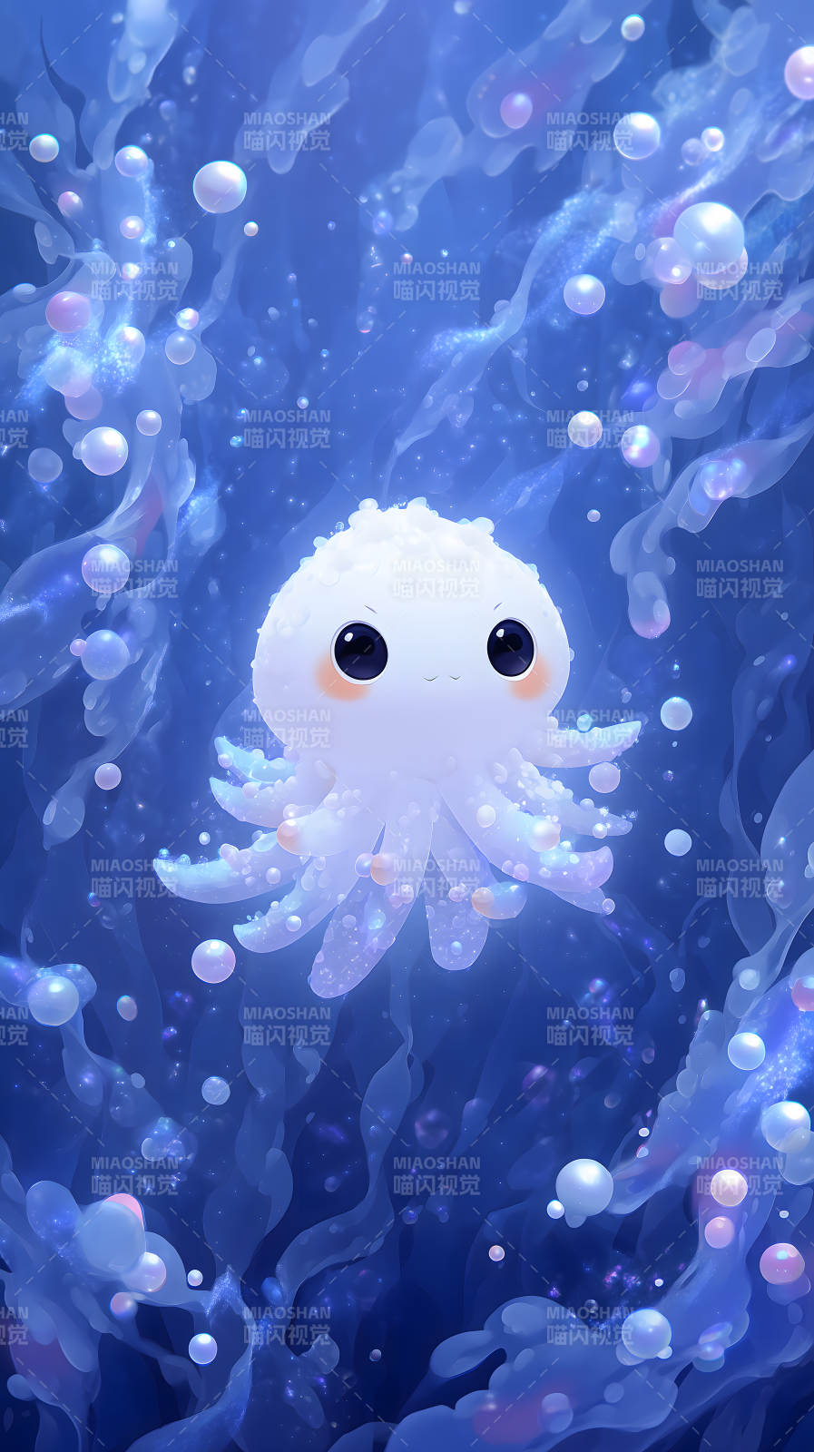 可愛的小章魚在水中-圖片