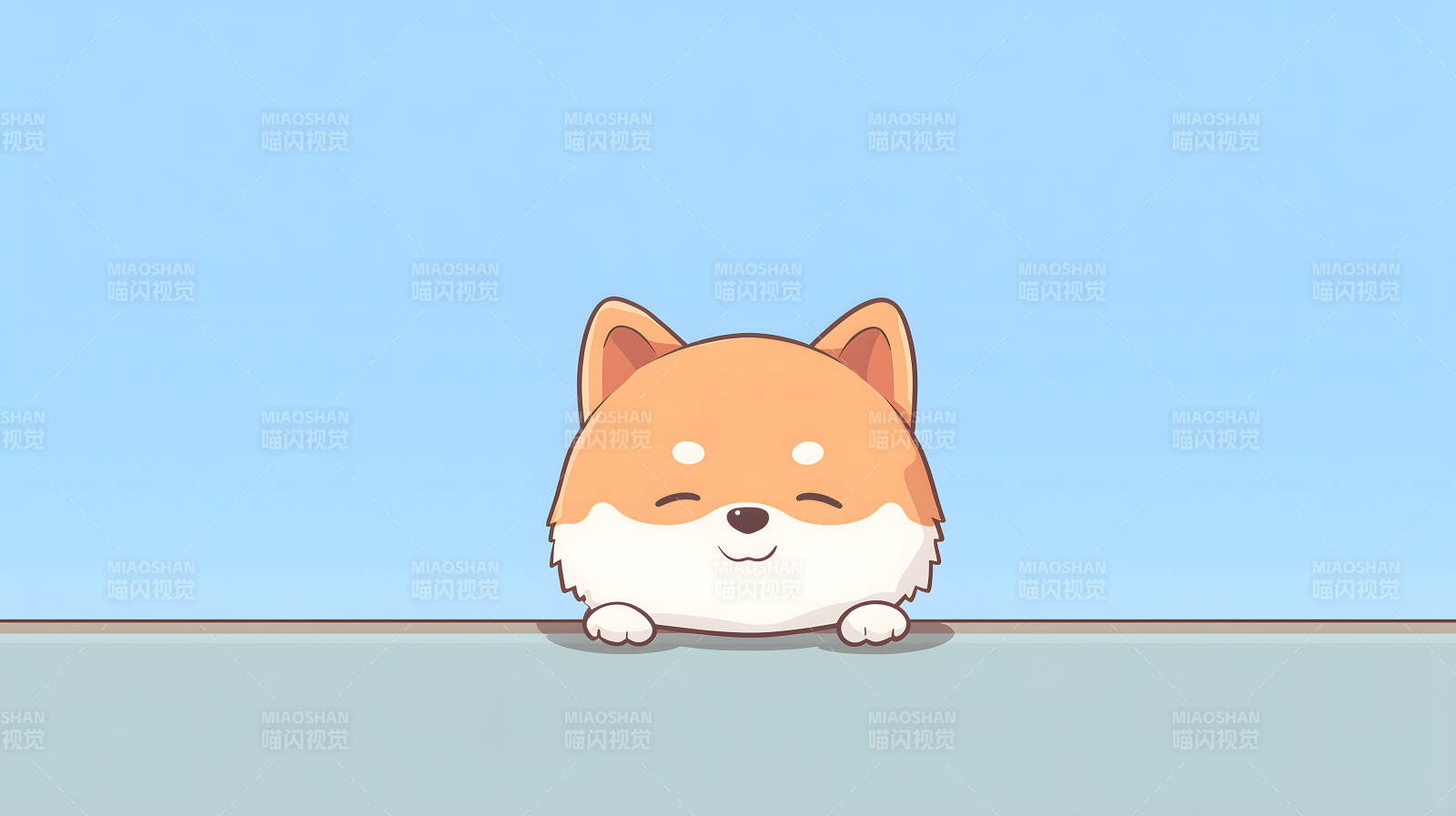 柴犬探頭可愛卡通-圖片