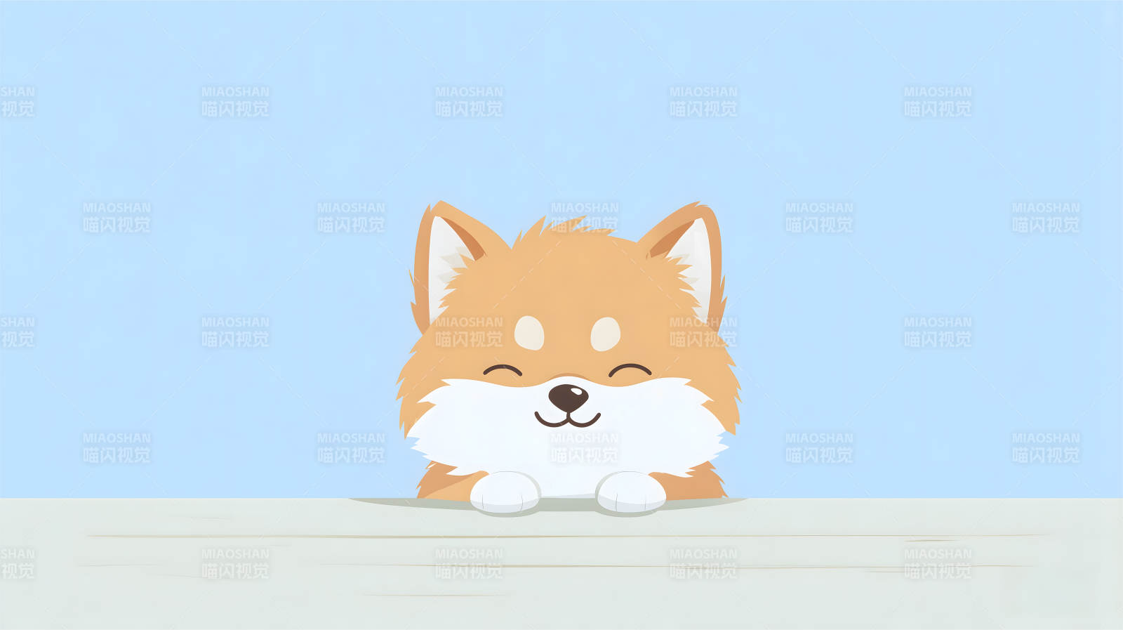 可愛柴犬探頭笑-圖片