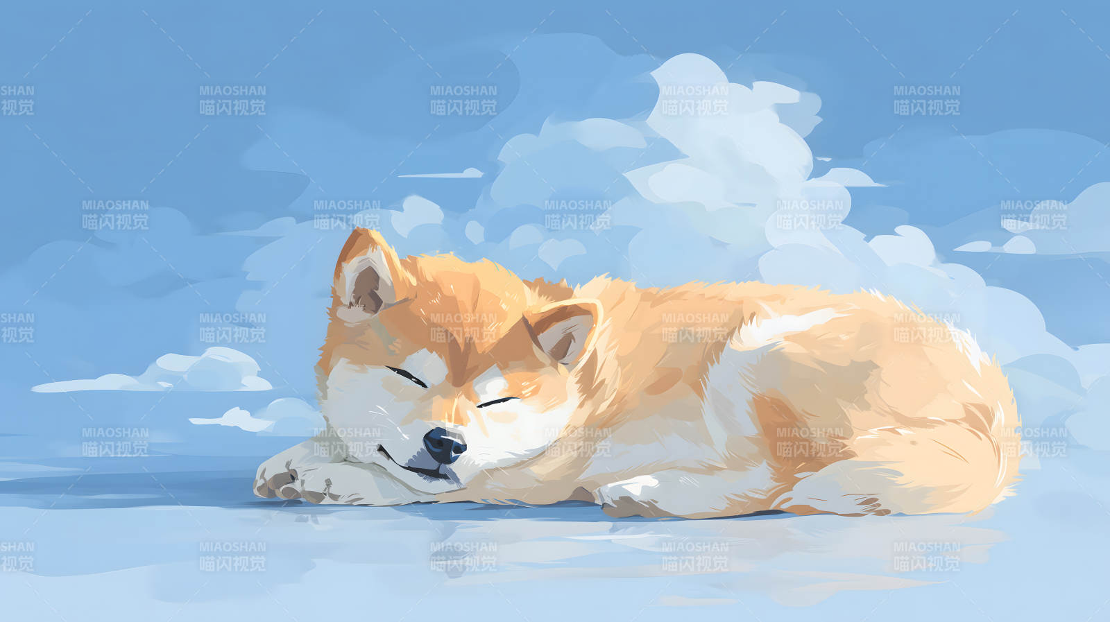 狗狗在云朵上睡覺-圖片