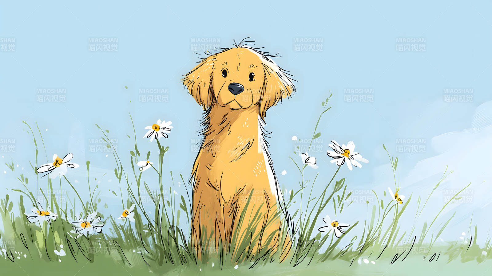 草地金毛犬-圖片