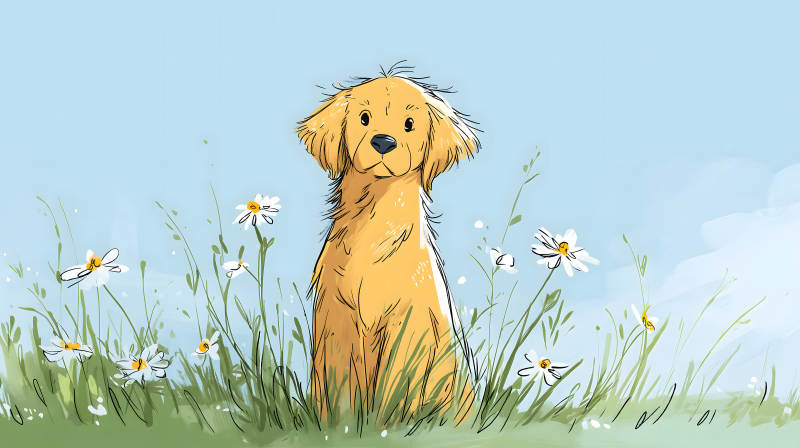 草地金毛犬-圖片