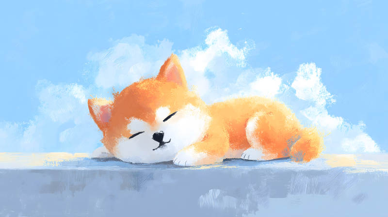 可愛柴犬慵懶午睡-圖片