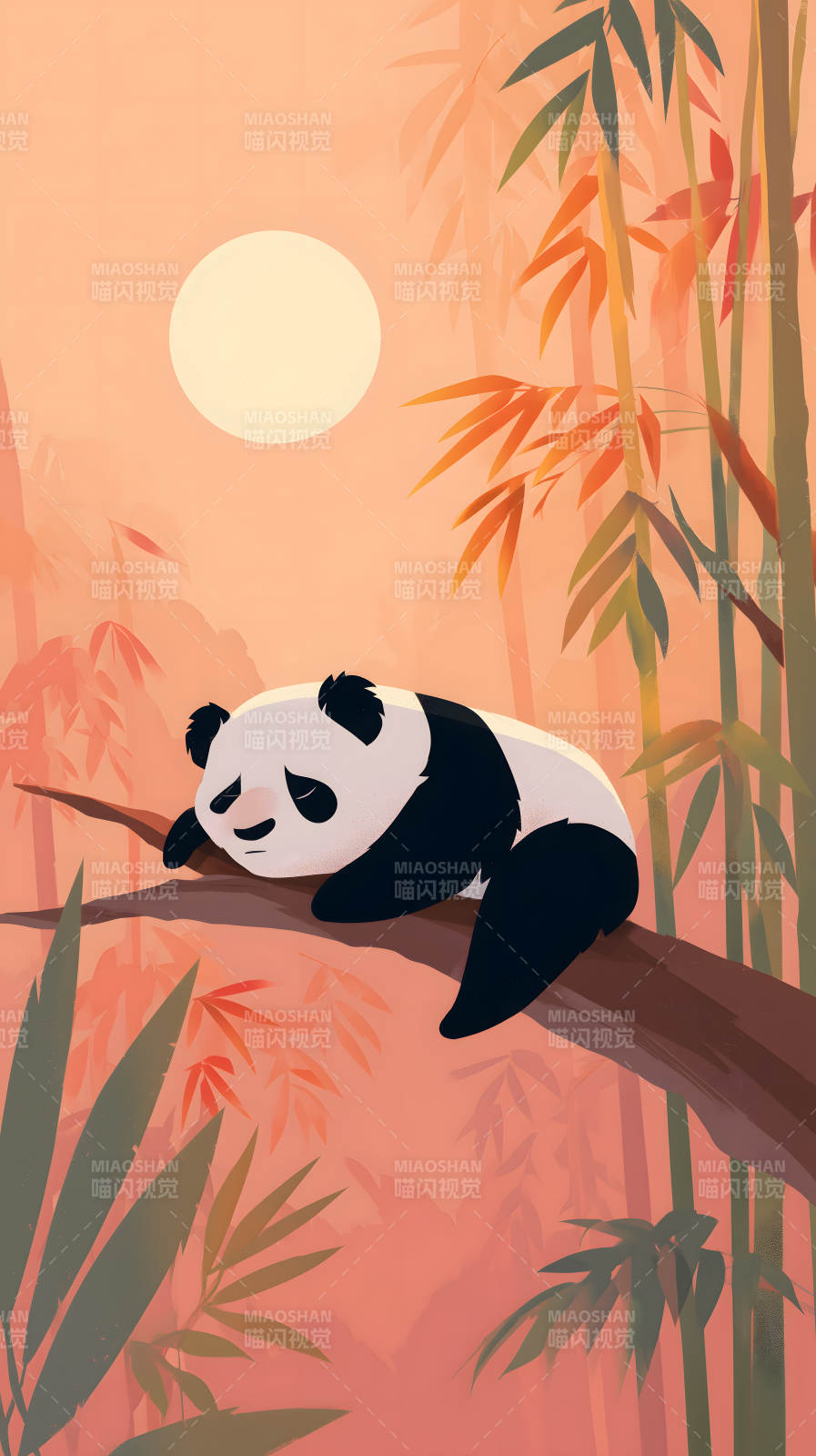 熊貓竹林休息-圖片