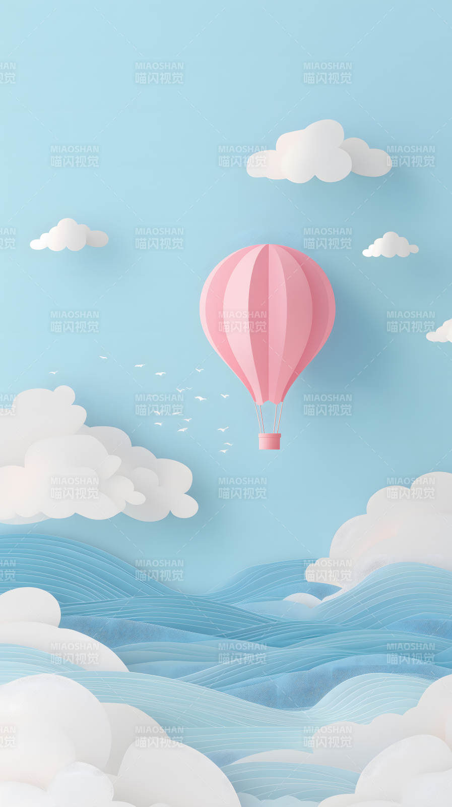 粉色熱氣球天空風景-圖片