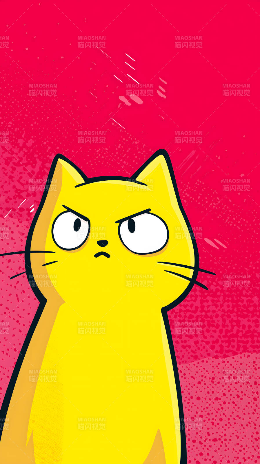 愤怒的黄色猫咪卡通-图片