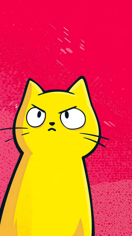 愤怒的黄色猫咪卡通-图片