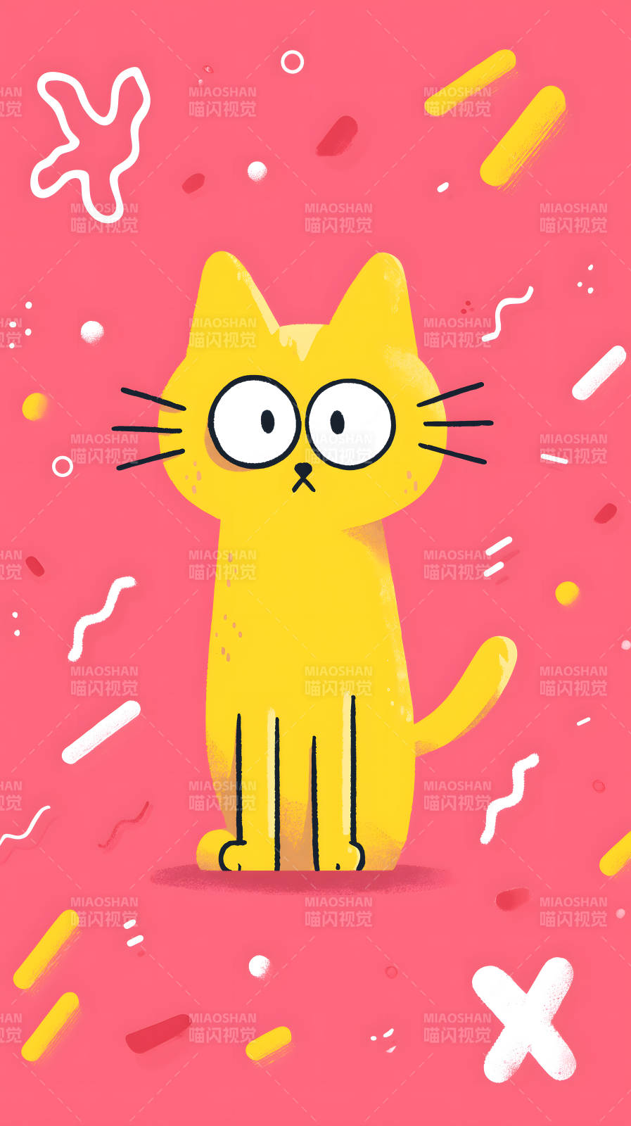 可爱黄猫粉色背景-图片