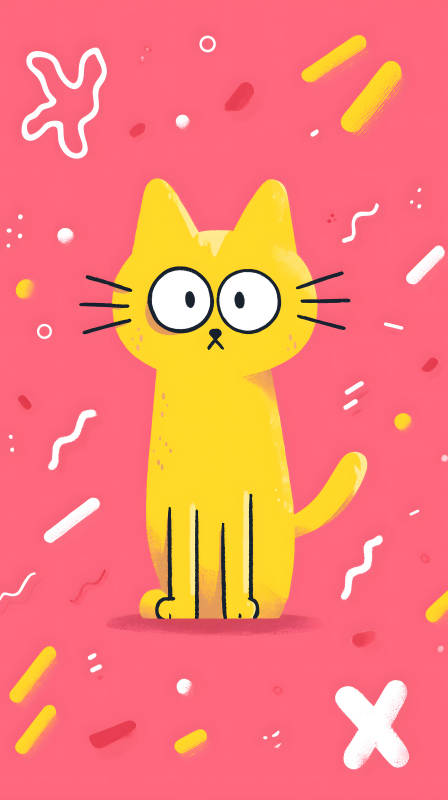 可爱黄猫粉色背景-图片