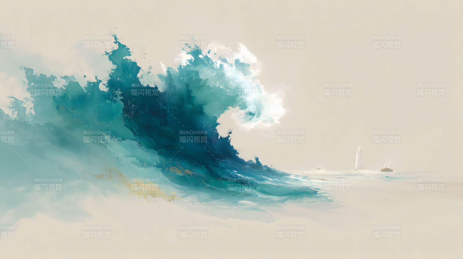 巨浪拍岸燈塔屹立-圖片