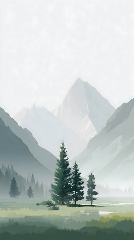 山林霧景層疊唯美意境-圖片