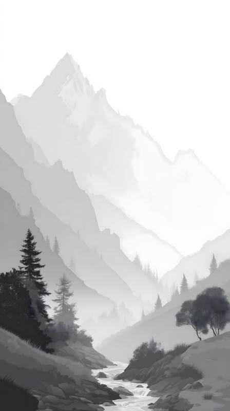 山水之間層巒疊嶂景象-圖片