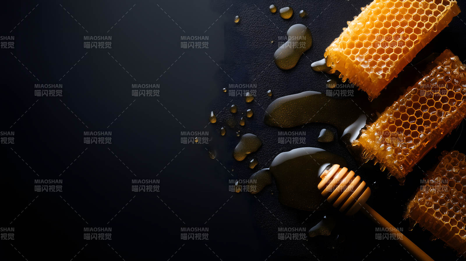 蜂蜜滴落蜂巢特寫-圖片