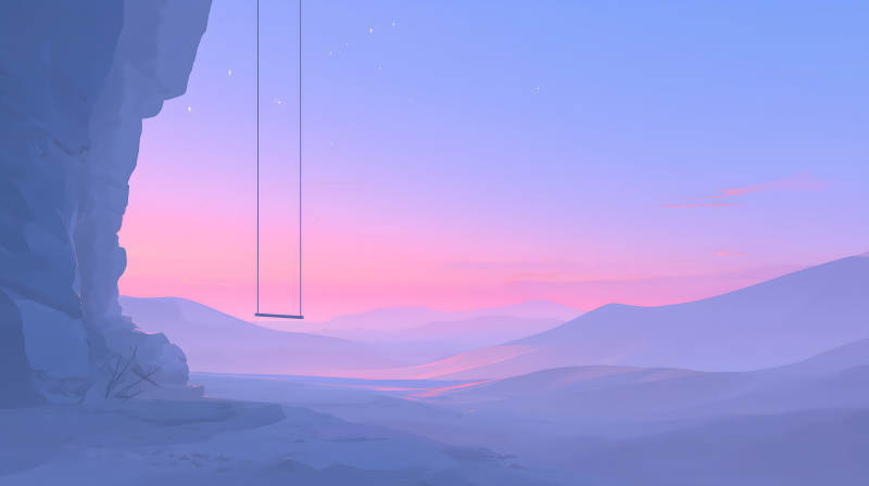 粉色天空下的秋千-圖片