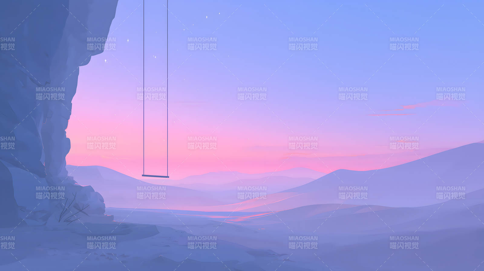 粉色天空下的秋千-圖片