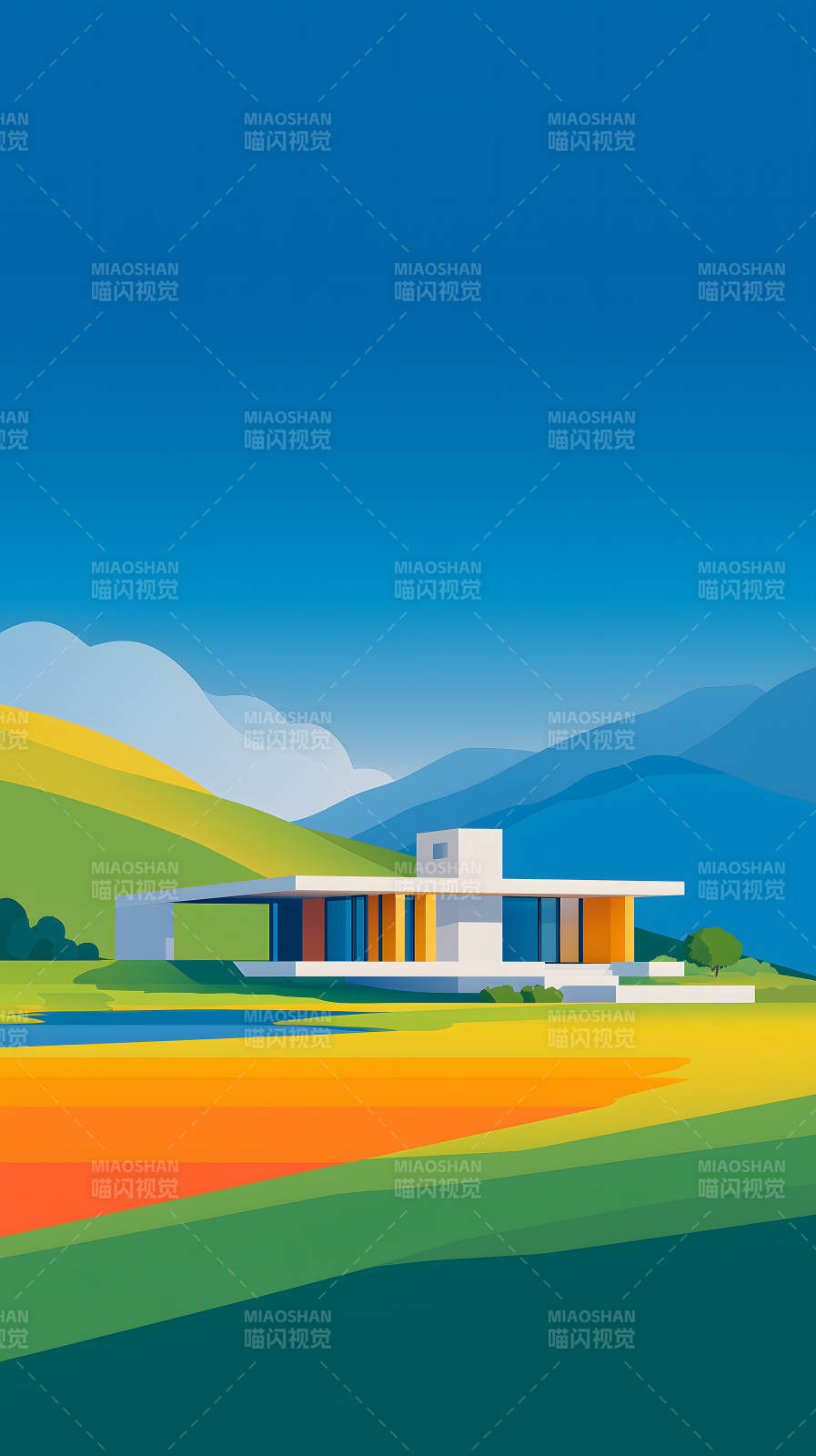 現代簡約風格風景畫-圖片