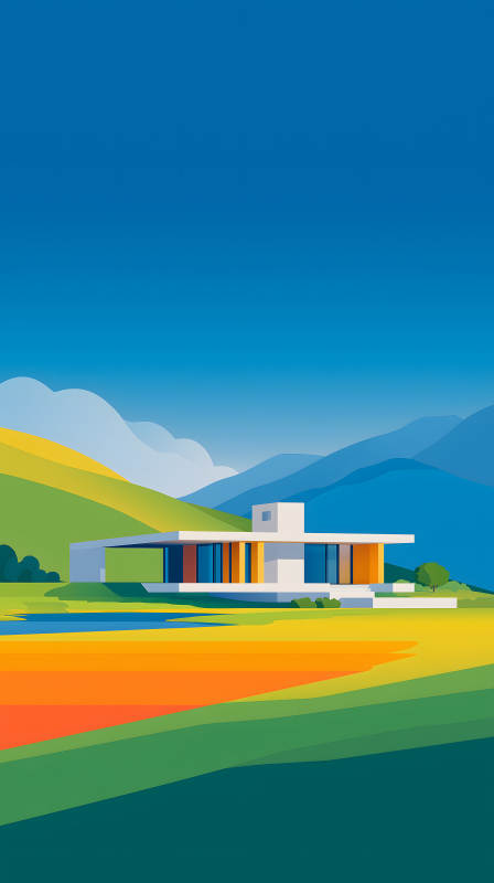 現代簡約風格風景畫-圖片