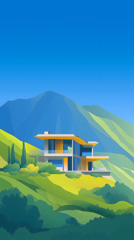 山間別墅風景秀麗-圖片