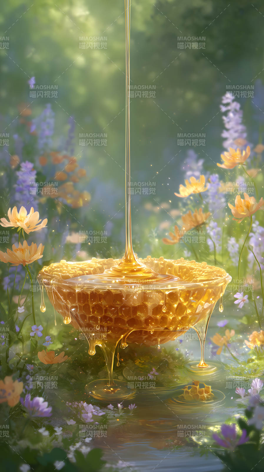 蜂蜜倾注蜂巢花海-图片