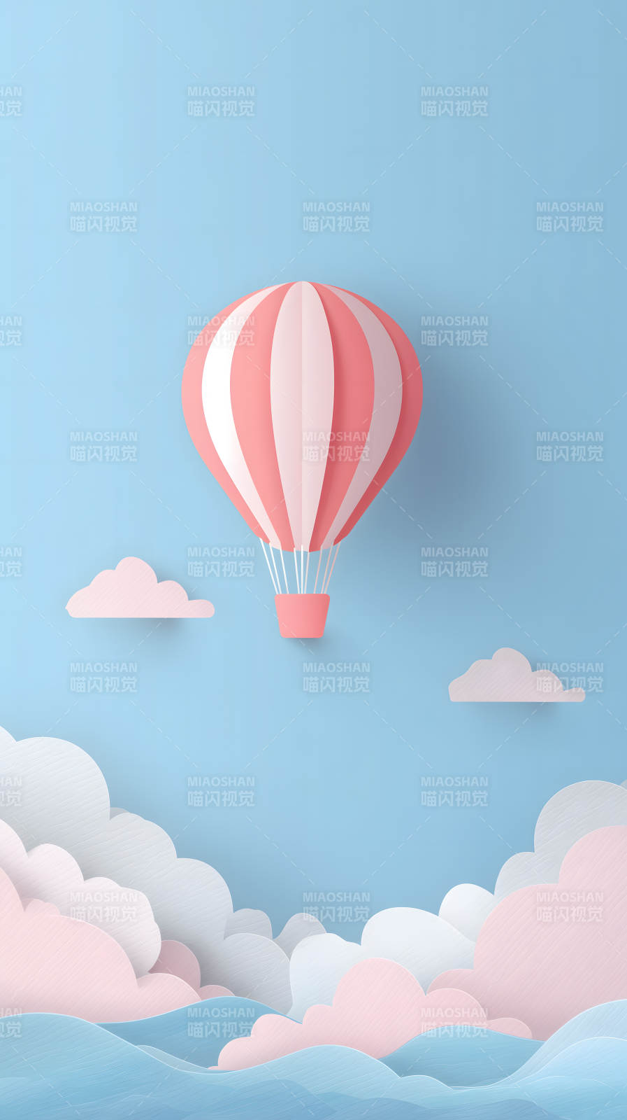 粉色熱氣球飛翔天空-圖片