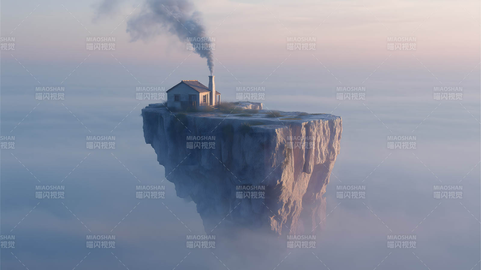 孤屋聳立霧海之上-圖片