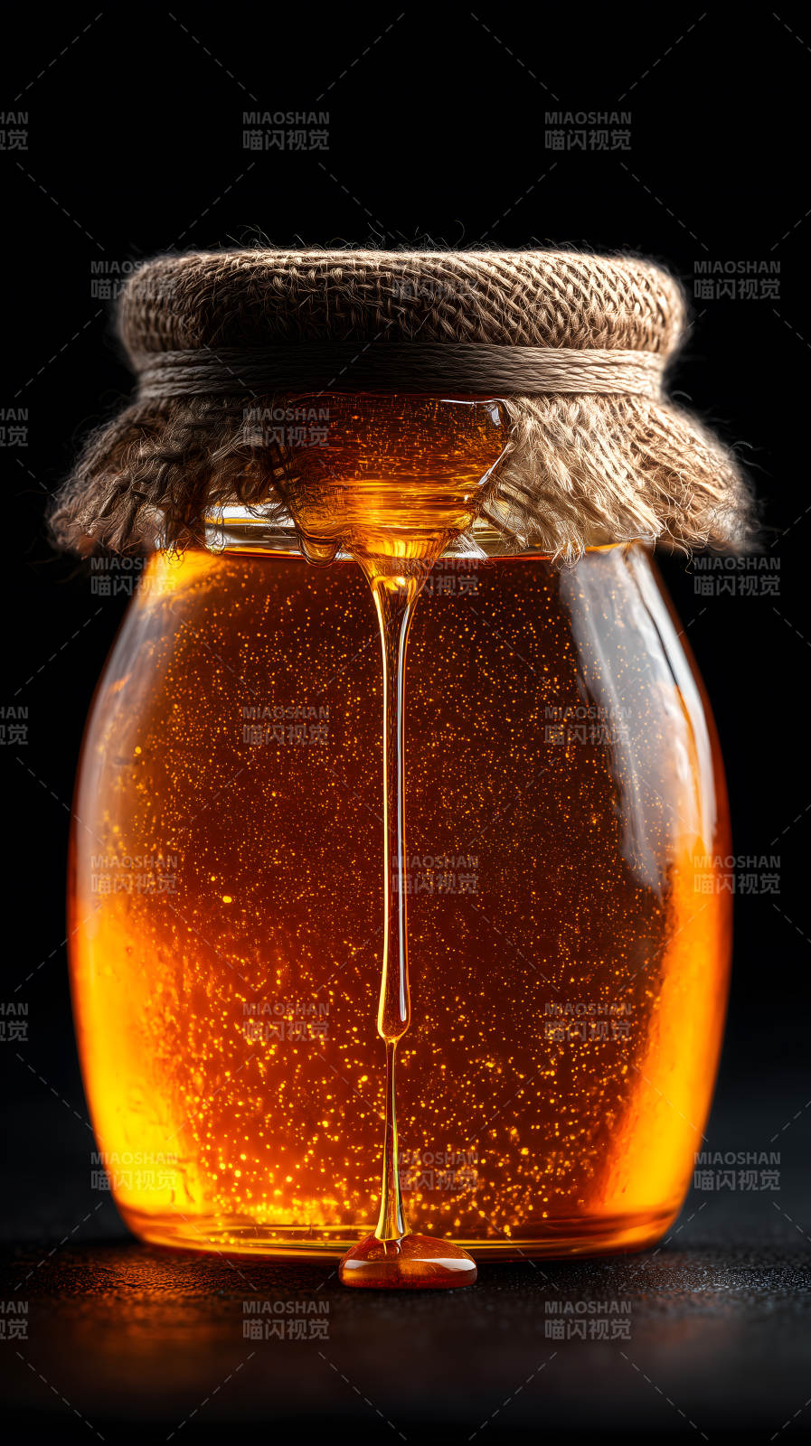 蜂蜜罐子滴落蜂蜜-图片