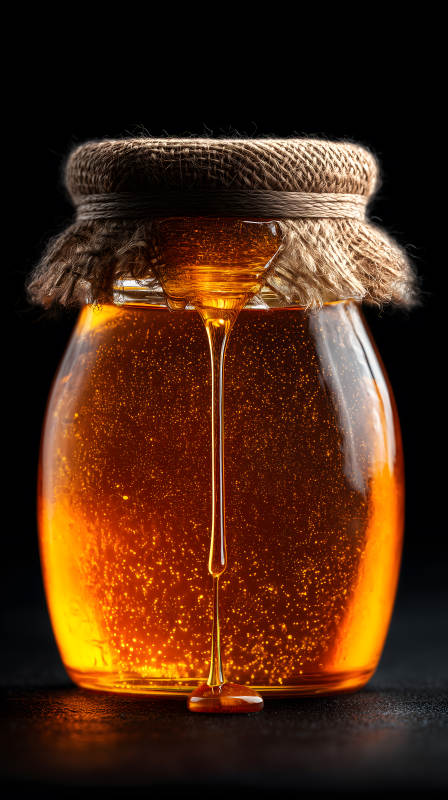 蜂蜜罐子滴落蜂蜜-图片
