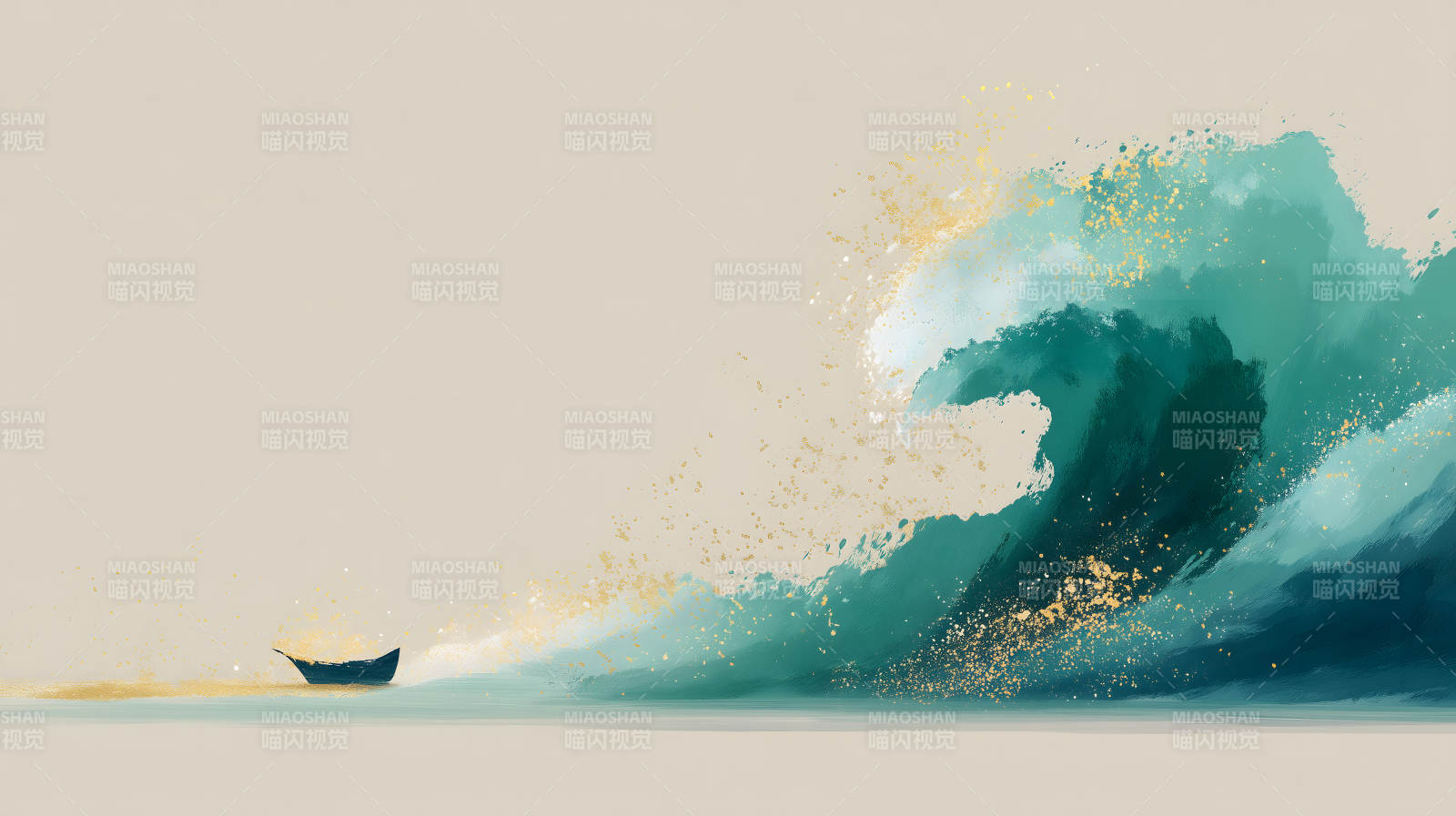 巨浪孤舟畫意盎然-圖片