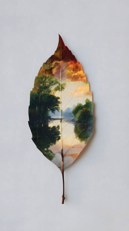 葉子里的風景畫-圖片