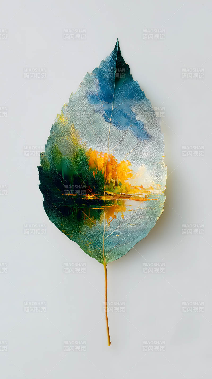 葉片中的風景畫-圖片